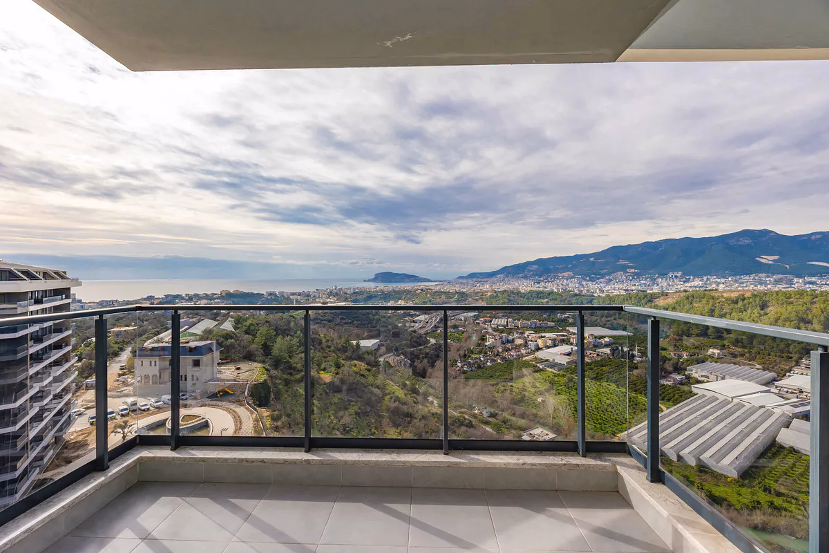 Buy Apartment Alanya – Küçüker Tower 1+1 Sea View Luxury (6) Balcony view Küçüker Tower Kestel