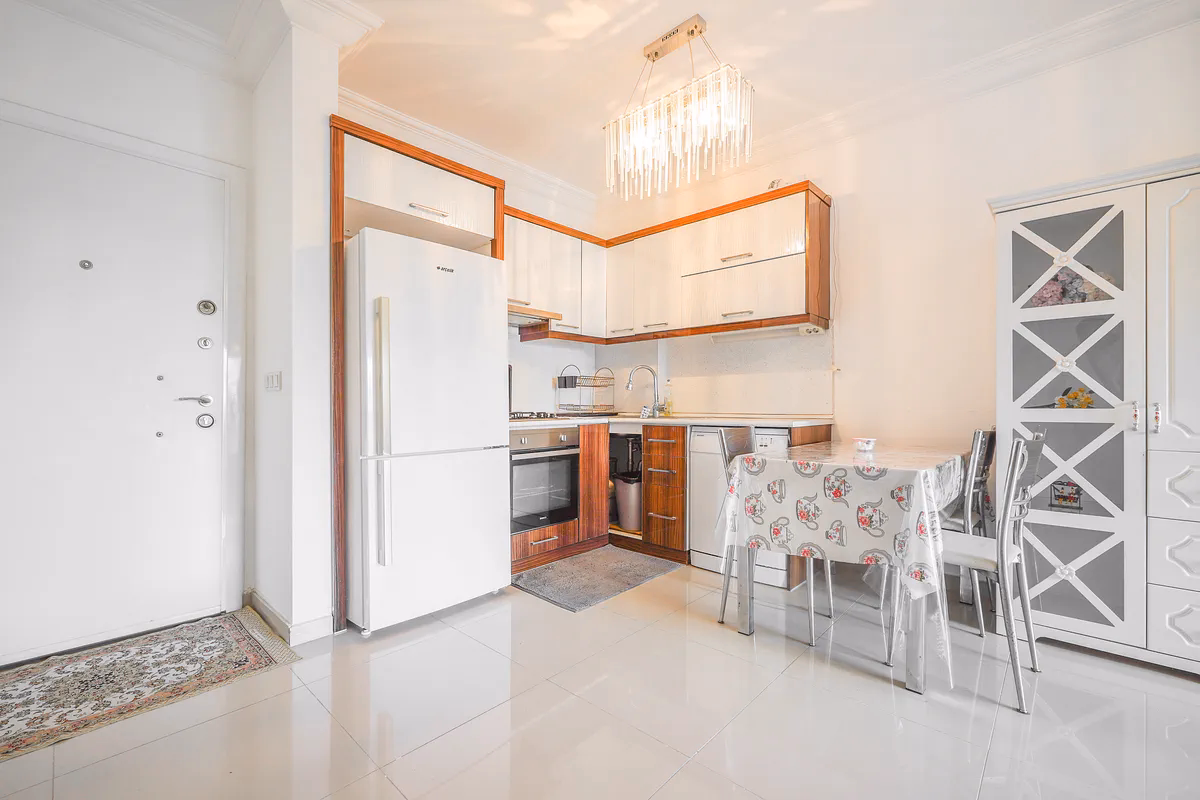 Buy Apartment Kestel Alanya — Furnished 1+1 in Doğanay Residence (15) Furnished open-plan living room in Doğanay Residence Kestel