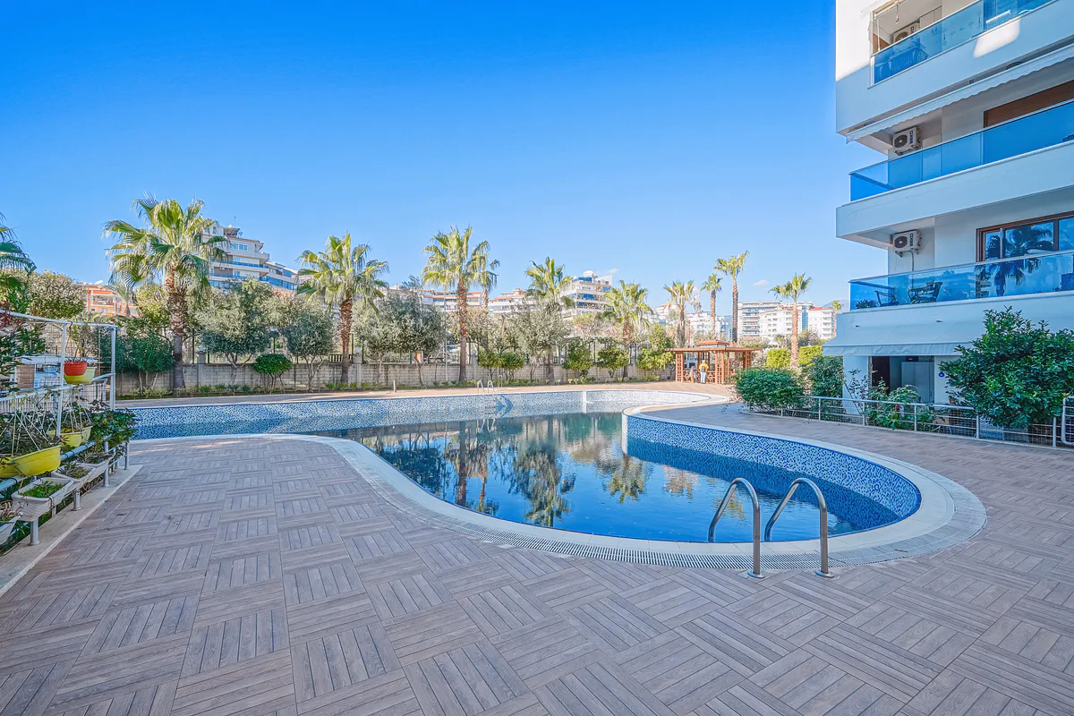 Buy Apartment Kestel Alanya — Furnished 1+1 in Doğanay Residence (4) Outdoor swimming pool at Doğanay Residence complex Kestel