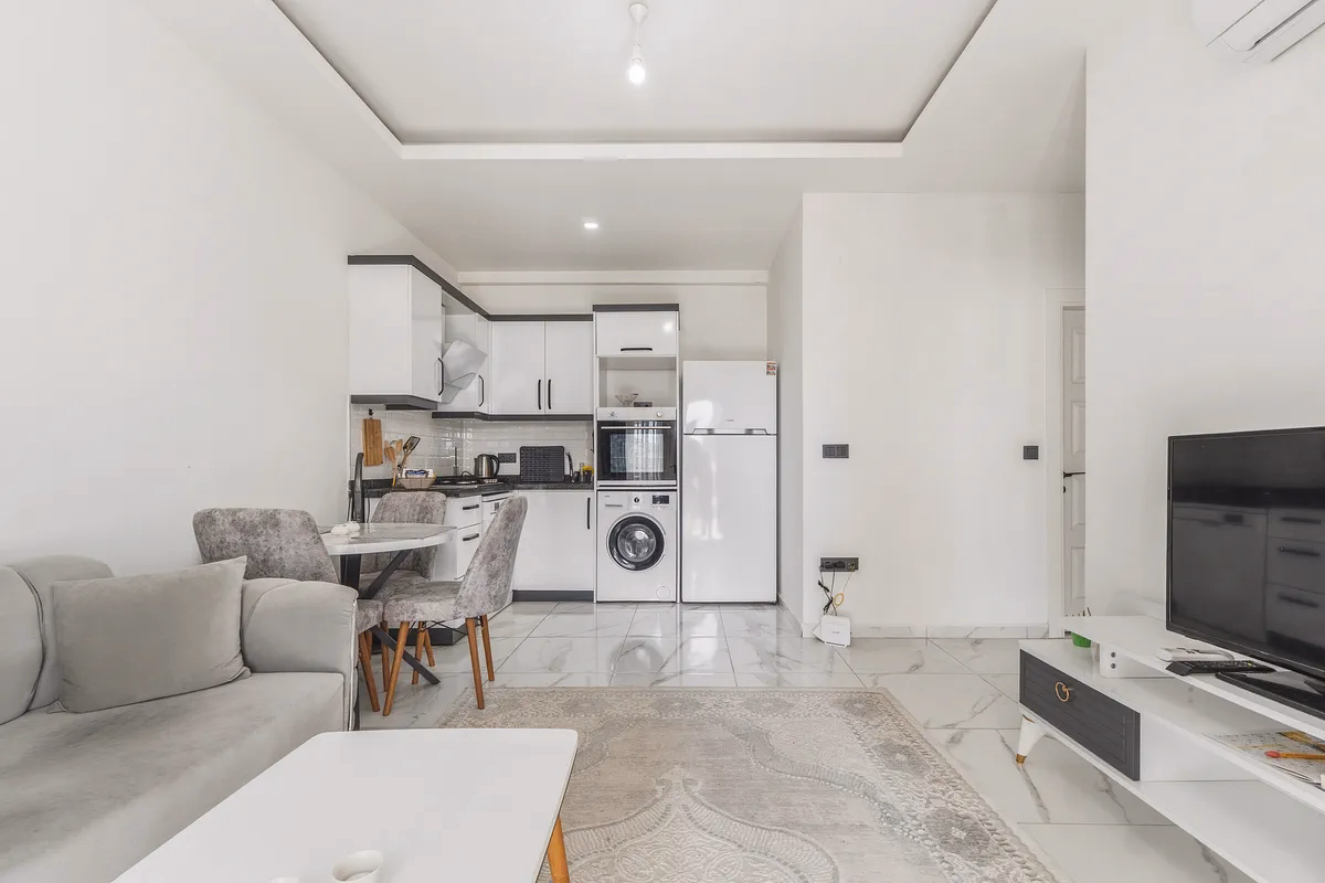 Buy Apartment Mahmutlar Alanya — Furnished 1+1 in Best Life 8 (8) Open American kitchen in furnished apartment Mahmutlar Alanya