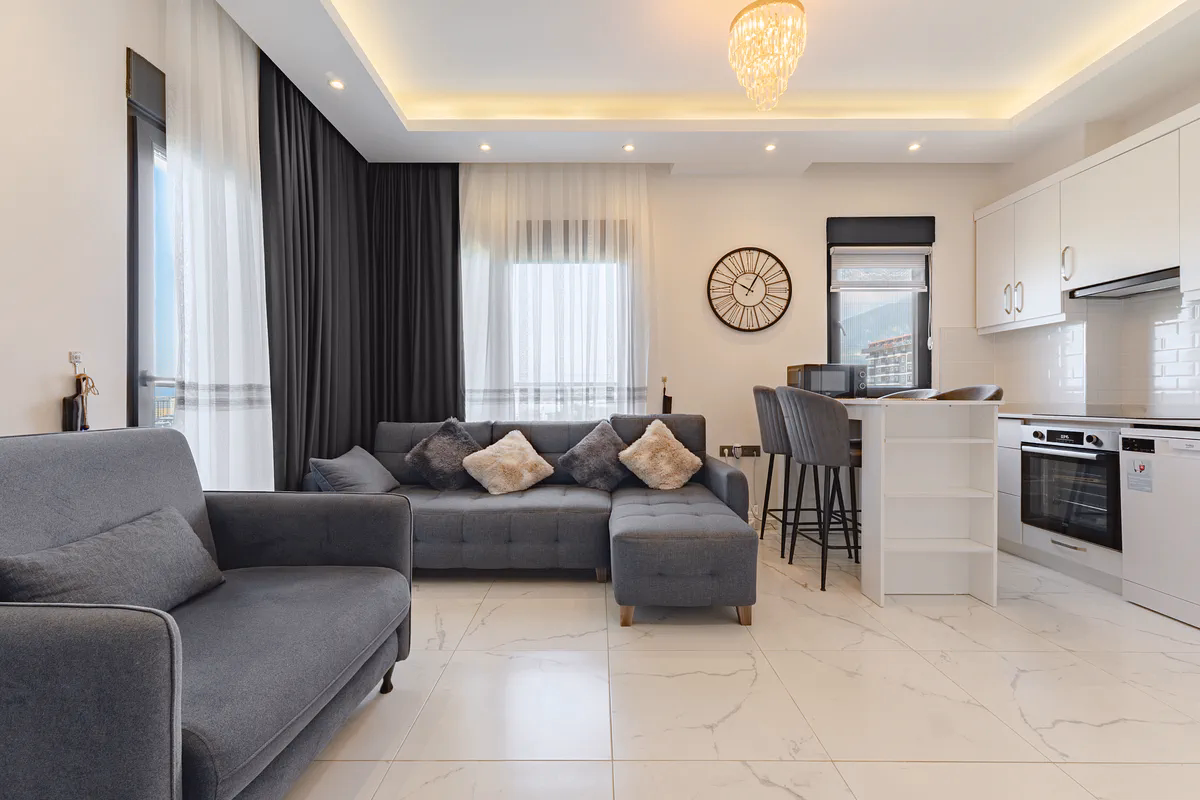 Buy Apartment Mahmutlar Furnished Arcadia Residence (12) Modern furnished living room Mahmutlar apartment
