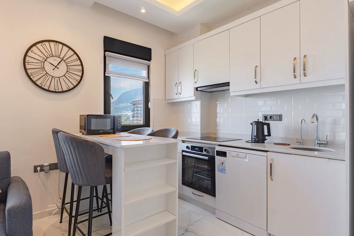 Buy Apartment Mahmutlar Furnished Arcadia Residence (9) American kitchen with modern finishes