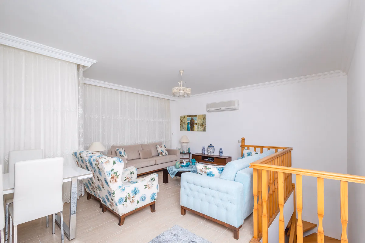 Kargicak Duplex Apartment with Sea View and Pool Access (16) Spacious furnished living room in Kargicak duplex