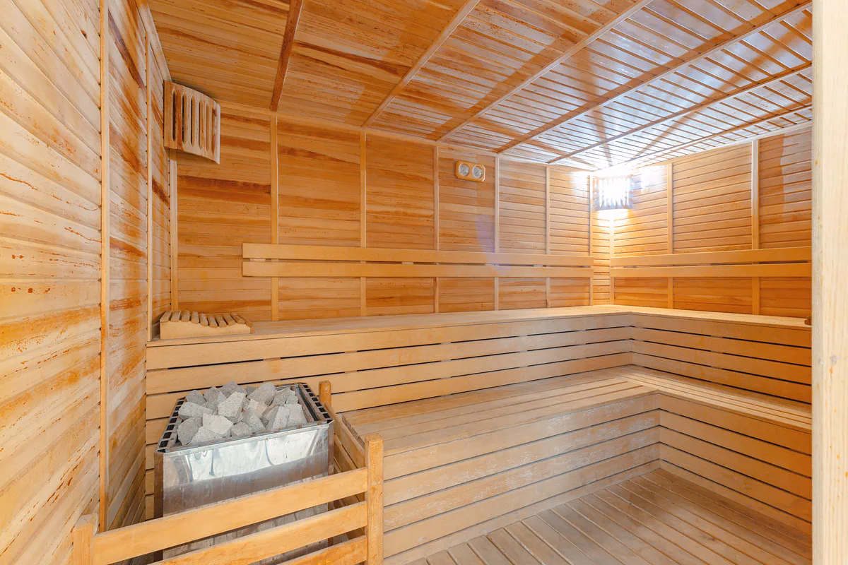 Nature-Friendly Studio Apartment for Sale in Kestel, Alanya (2) Sauna facility in Kestel Alanya apartment complex
