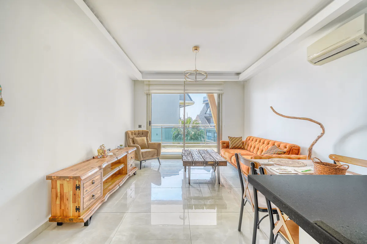 Sea View 1+1 in Hexa Panorama (17) Furnished sea-view living room in Hexa Panorama Kargıcak