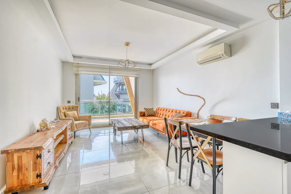 Sea View 1+1 in Hexa Panorama (19) Furnished sea-view living room in Hexa Panorama Kargıcak
