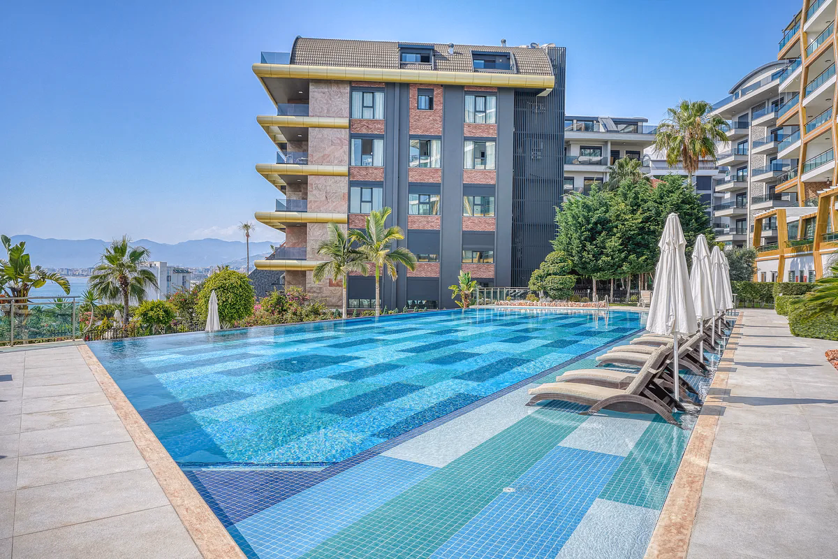 Sea View 1+1 in Hexa Panorama (2) Outdoor swimming pool at Hexa Panorama complex Kargıcak