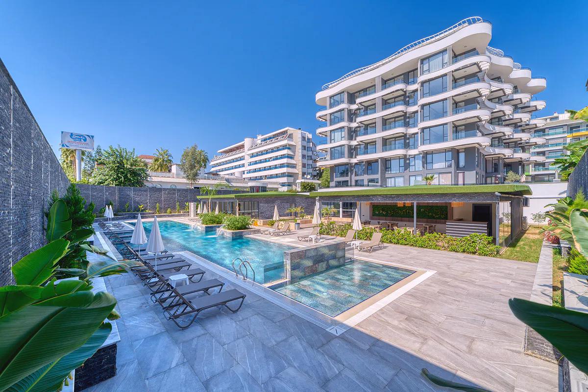 Modern seafront apartment building in Kargicak Alanya Turkey Nordic Art Residence
