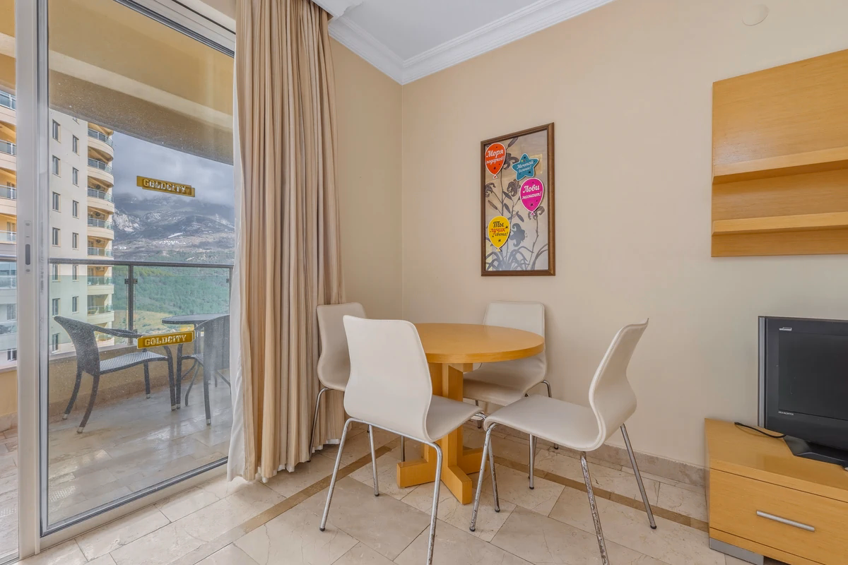GoldCity Apartment Kargicak – Panoramic Sea Views (10) Furnished living room at GoldCity Kargicak