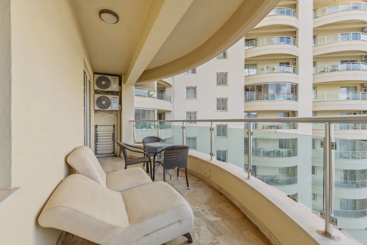 GoldCity Apartment Kargicak – Panoramic Sea Views (14) Spacious balcony overlooking Kargicak landscape